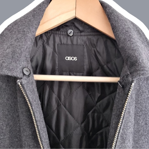 ASOS Men’s Wool Bomber Jacket - Picture 2 of 5
